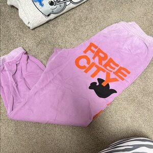 freecity Lavender Joggers with Orange Logo